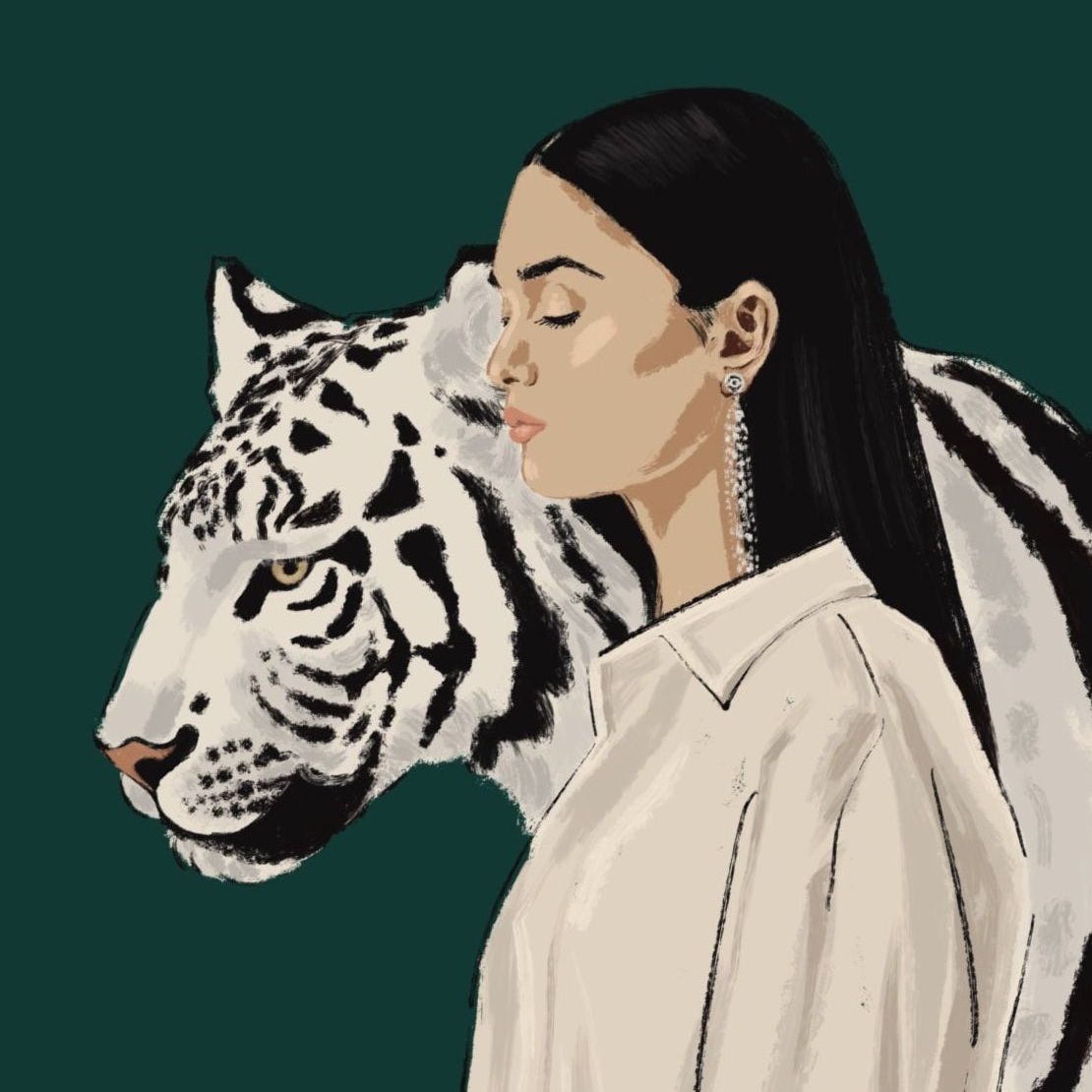 Be Wild - Fashion Illustration Poster - Wall Art | Woman & Tiger print | Home Decor